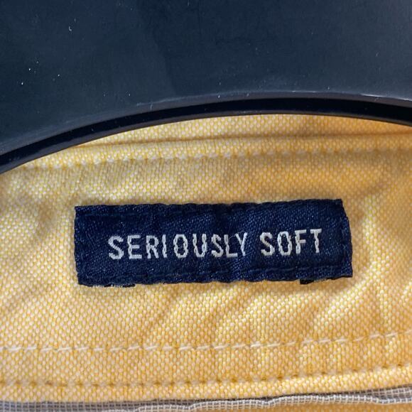 AMERICAN EAGLE OUTFITTERS Men's Yellow Seriously Soft Button-Up Shirt SZ M - Picture 12 of 13